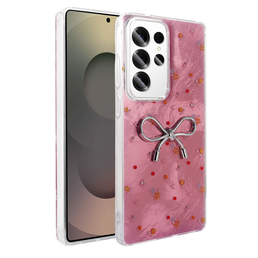 Galaxy S25 Ultra Kılıf Kamera Korumalı Figürlü Zore Ponti Silikon Kılıf - Açık Pembe