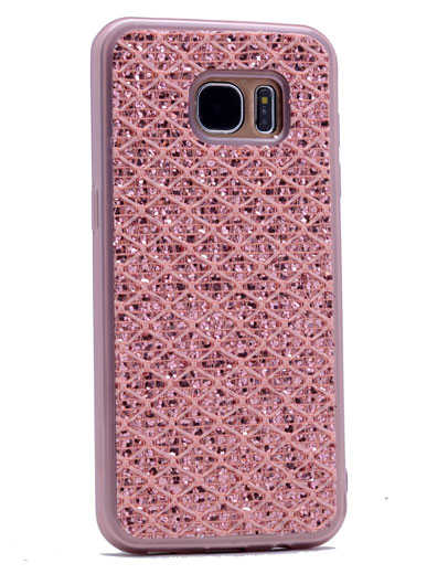 Galaxy S7 Edge Kılıf Zore Simli Halat Silikon - Rose Gold