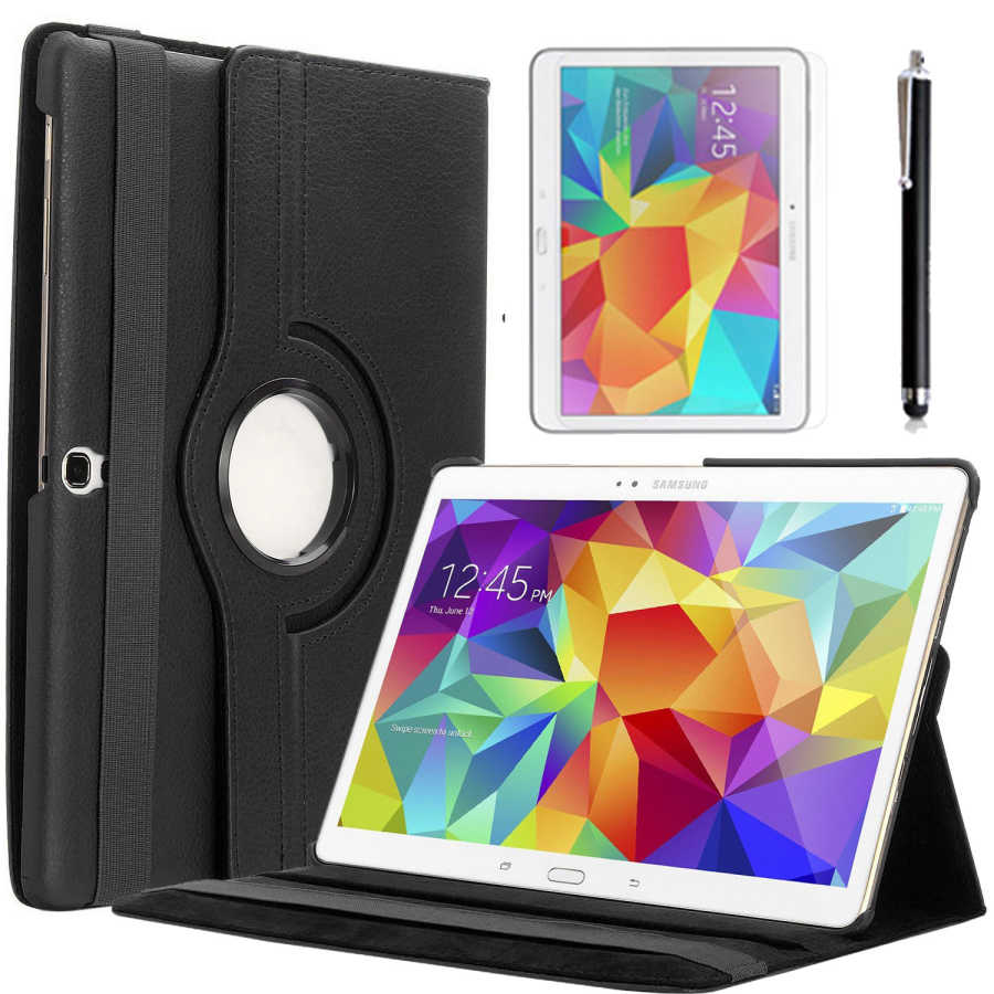Galaxy Tab 4 10.1 T530 Zore Dönebilen Standlı Kılıf - Siyah