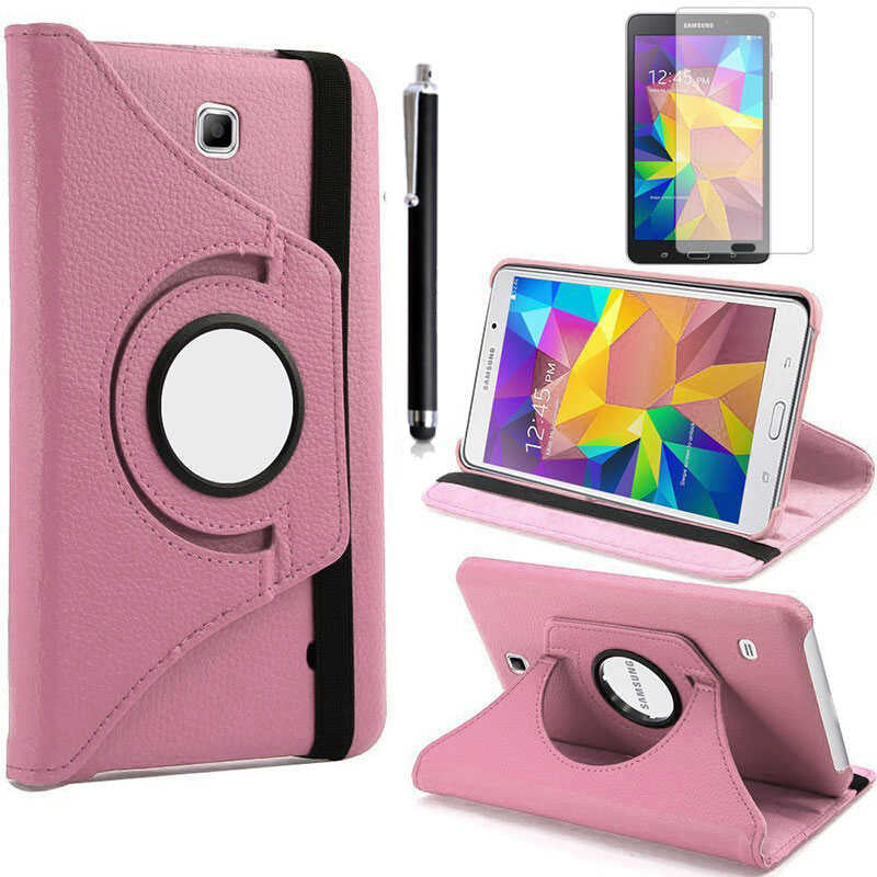 Galaxy Tab 4 7.0 T230 Zore Dönebilen Standlı Kılıf - Pembe Açık