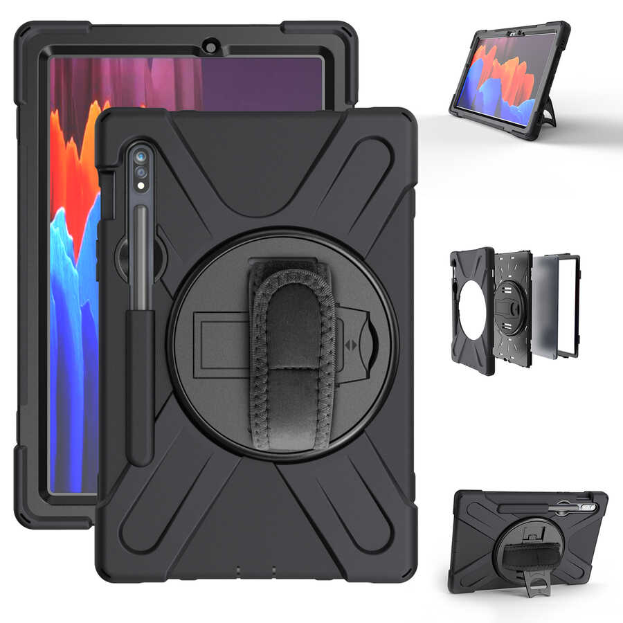 Galaxy Tab S7 T870 Kılıf Zore Defender Tablet Silikon - Siyah