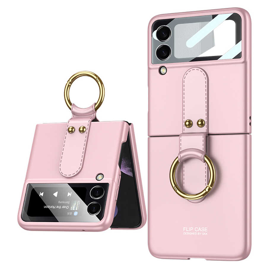 Galaxy Z Flip 3 Kılıf Zore Flip Ring Kıpta Kılıf - Pembe