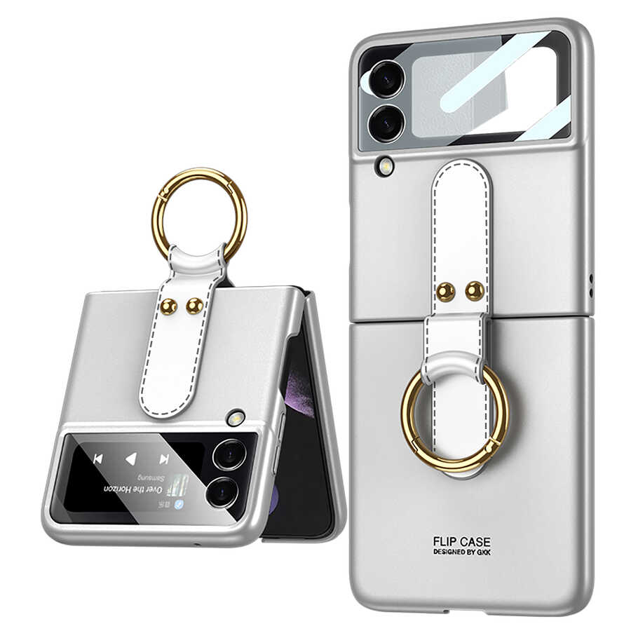 Galaxy Z Flip 3 Kılıf Zore Flip Ring Kıpta Kılıf - Gümüş