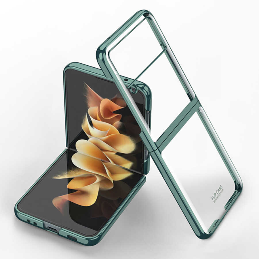 Galaxy Z Flip 3 Kılıf Zore Kıpta Kılıf - Koyu Yeşil