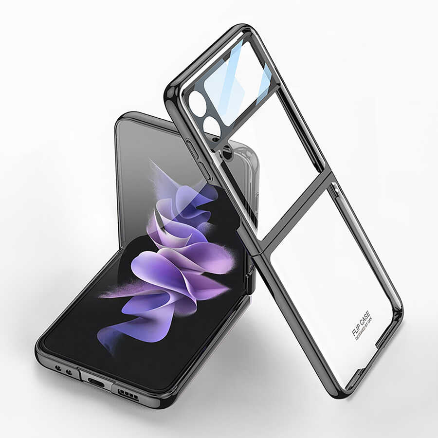 Galaxy Z Flip 4 Kılıf Zore Kıpta Lensli Kılıf - Siyah