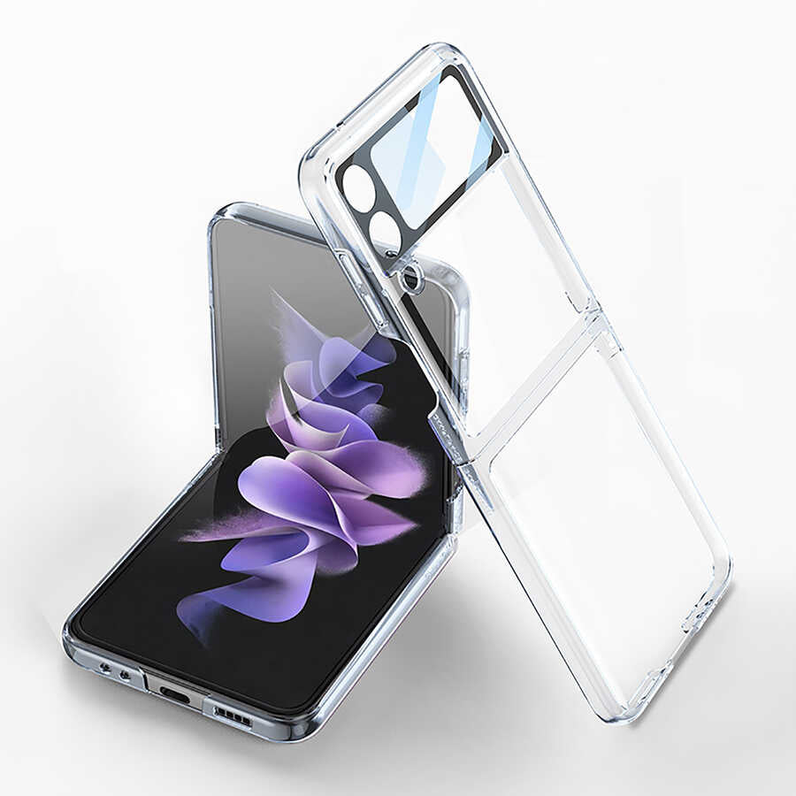 Galaxy Z Flip 4 Kılıf Zore Kıpta Lensli Kılıf - Renksiz