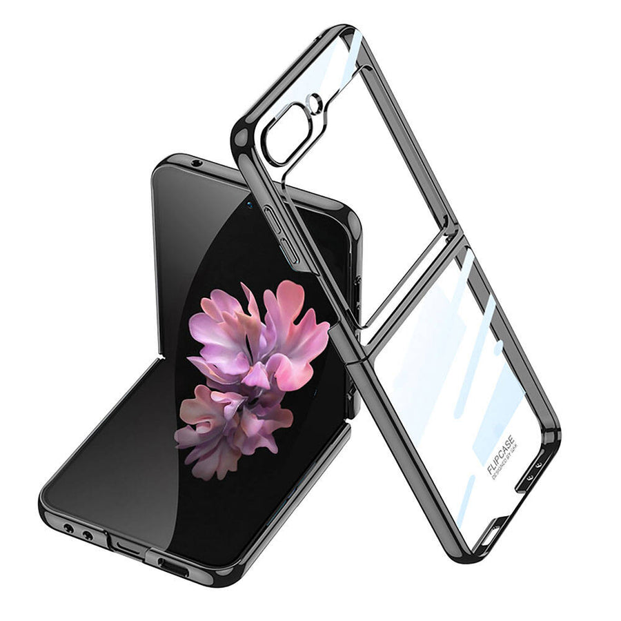 Galaxy Z Flip 6 Kılıf Zore Full Camlı Kıpta Kılıf - Siyah