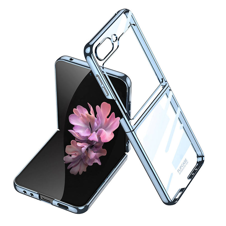Galaxy Z Flip 6 Kılıf Zore Full Camlı Kıpta Kılıf - Mavi