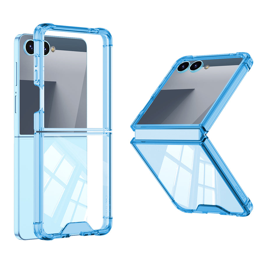 Galaxy Z Flip 7 Kılıf Zore Full Camlı Kıpta Kılıf - Mavi