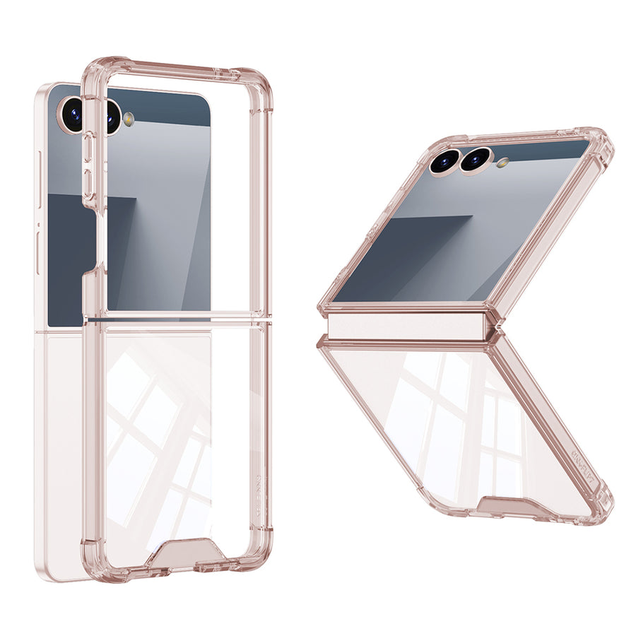 Galaxy Z Flip 7 Kılıf Zore Full Camlı Kıpta Kılıf - Pembe
