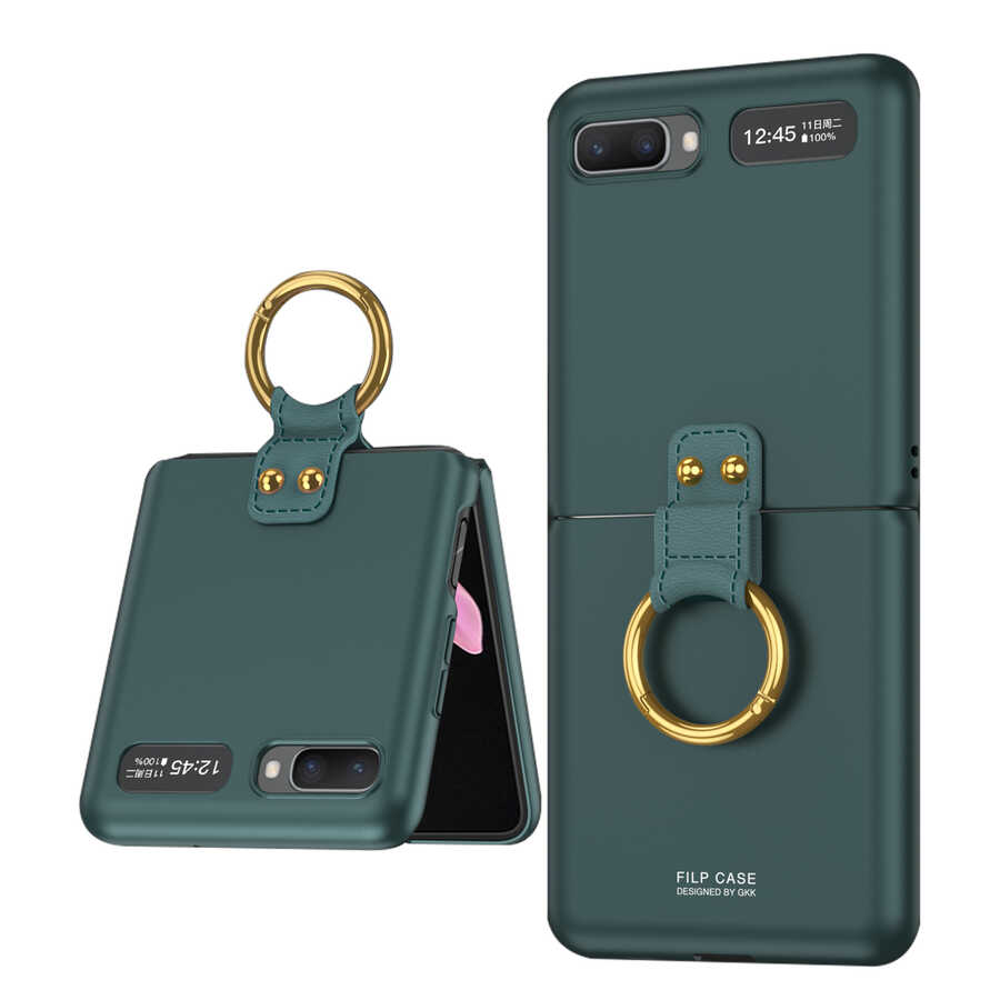 Galaxy Z Flip Kılıf Zore Flip Ring Kıpta Kılıf - Koyu Yeşil