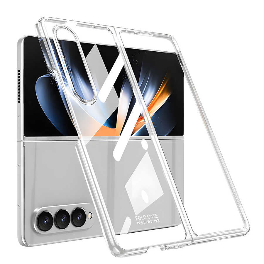 Galaxy Z Fold 4 Kılıf Zore Full Camlı Kıpta Kılıf - Renksiz