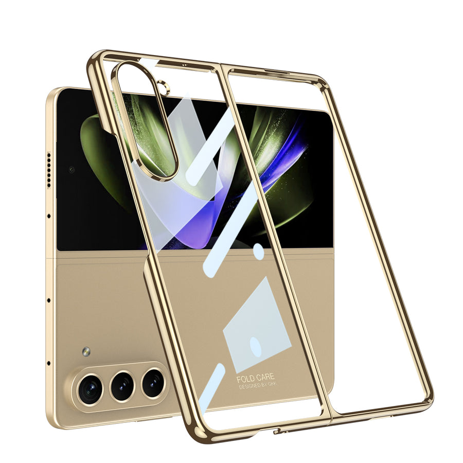 Galaxy Z Fold 5 Kılıf Zore Full Camlı Kıpta Kılıf - Gold