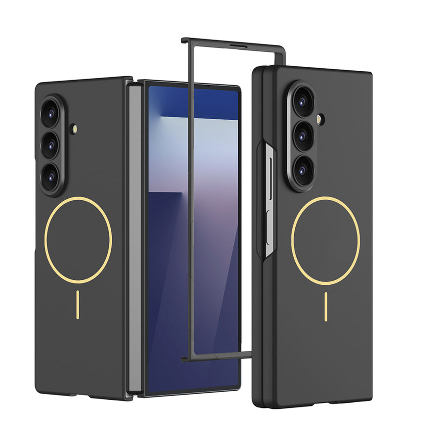 Galaxy Z Fold 7 Kılıf Wireless Şarj Özellikli Zore Kıpta M-safe Kılıf - Siyah