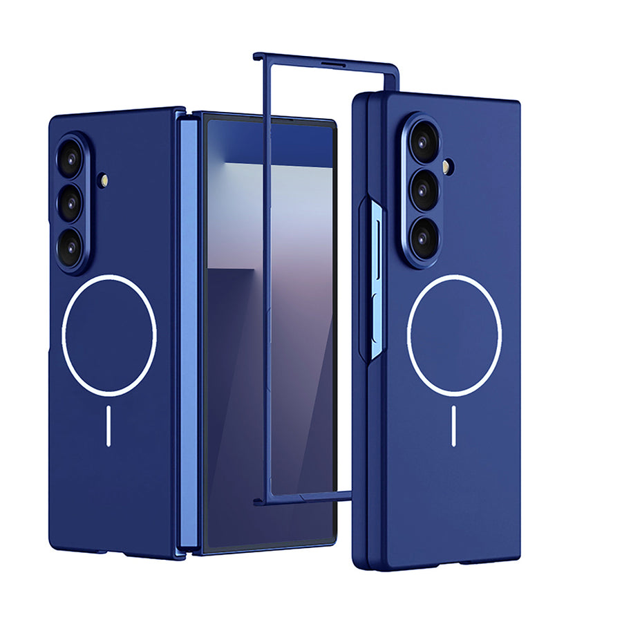 Galaxy Z Fold 7 Kılıf Wireless Şarj Özellikli Zore Kıpta M-safe Kılıf - Lacivert