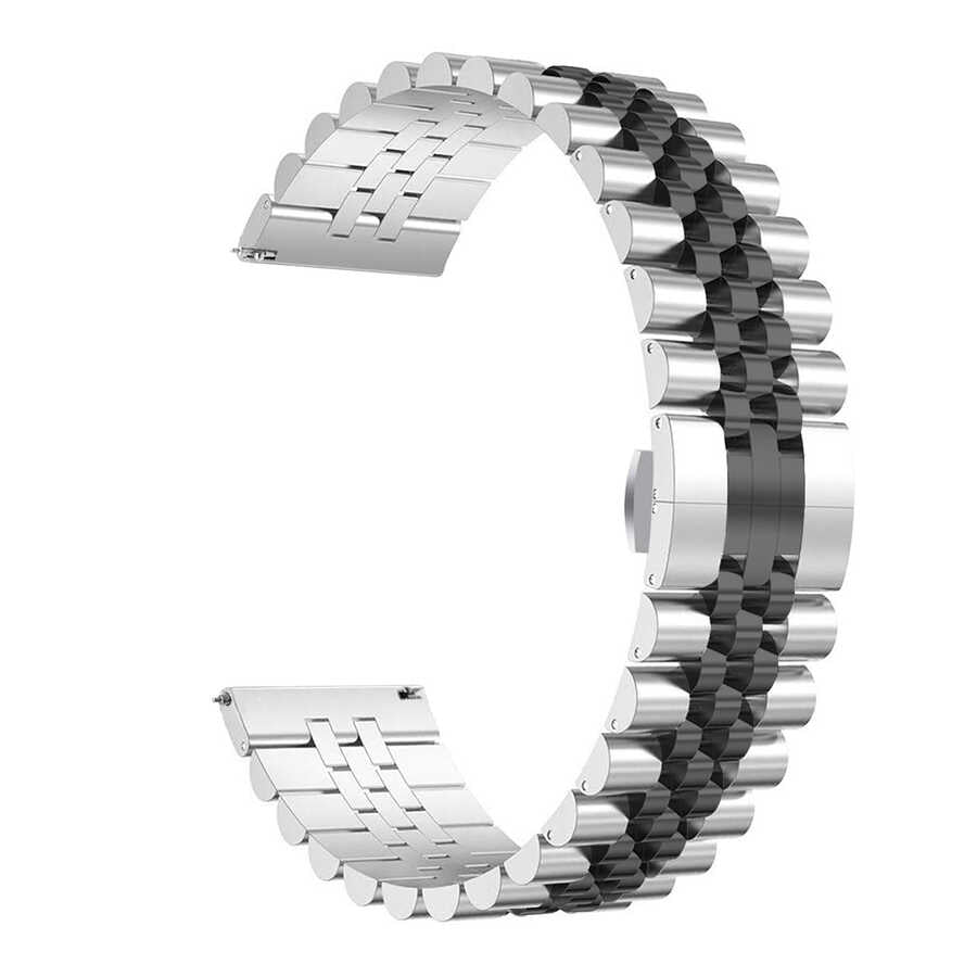 Gear S3 KRD-36 22mm Metal Kordon - Gümüş-Siyah