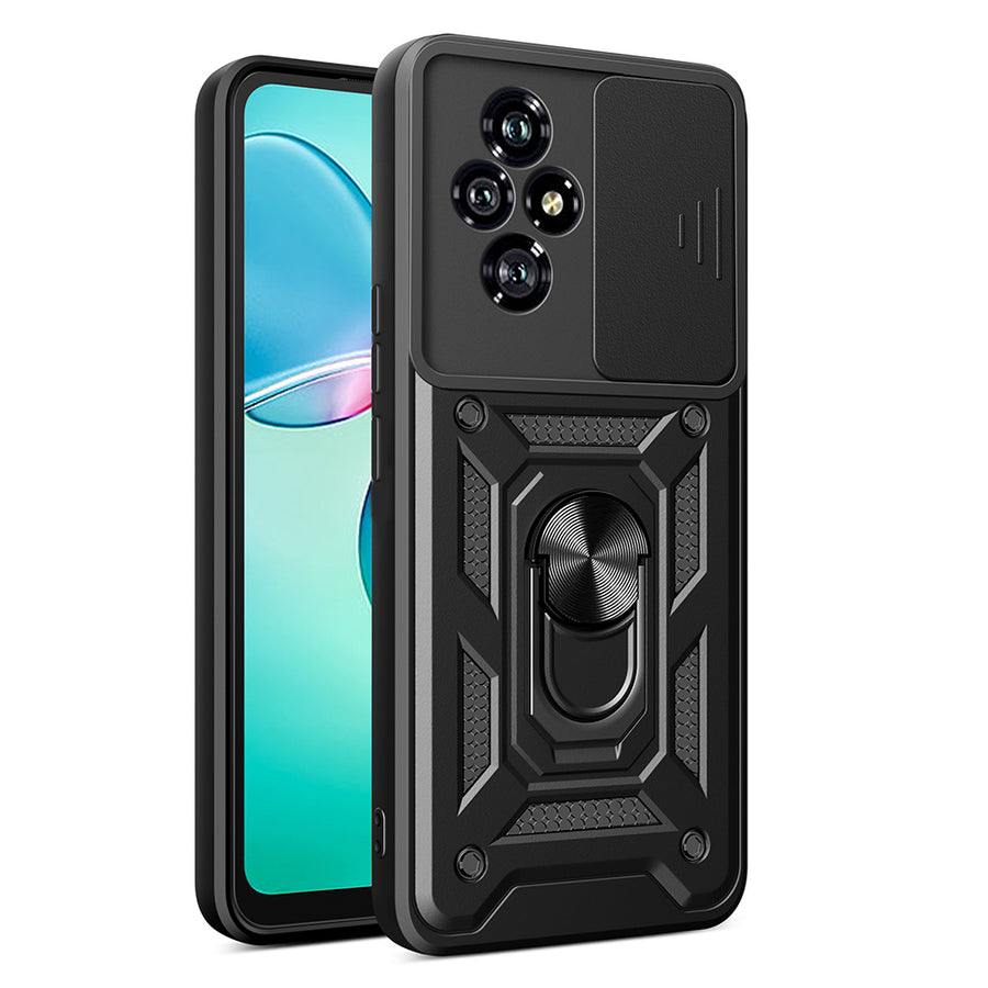 Honor 200 Kılıf Magnetik Standlı Kamera Korumalı Zore Sürgülü Vega Kılıf - Siyah