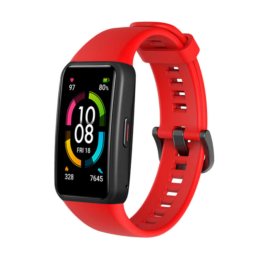 Huawei Band 6 Zore KRD-47 Silikon Kordon - Kırmızı