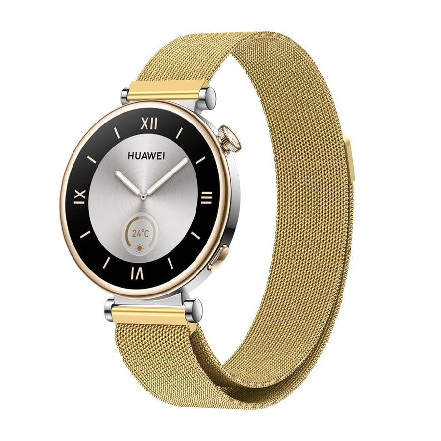 Huawei GT4 41mm Zore KRD-01 18mm Metal Hasır Kordon - Gold
