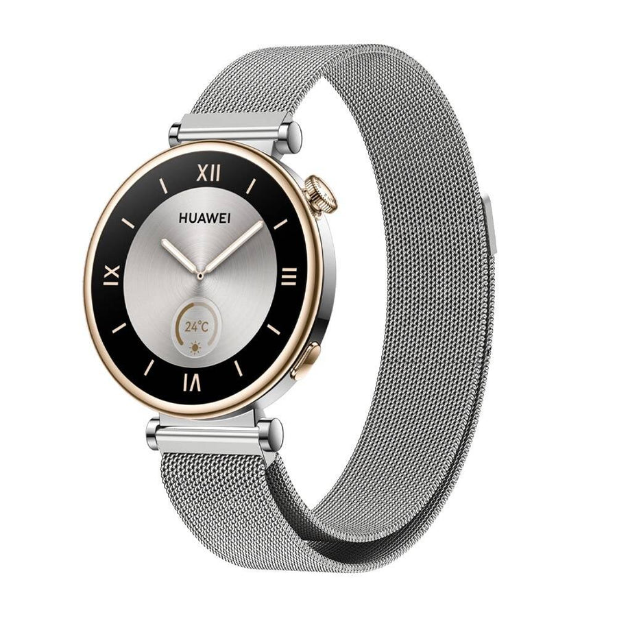 Huawei GT4 41mm Zore KRD-01 18mm Metal Hasır Kordon - Gümüş