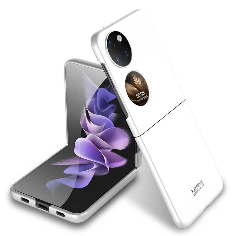 Huawei P50 Pocket Kılıf Zore Sert Kıpta Kılıf - Beyaz