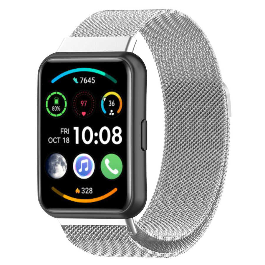 Huawei Watch Fit 2 Zore KRD-01 Metal Kordon - Gümüş