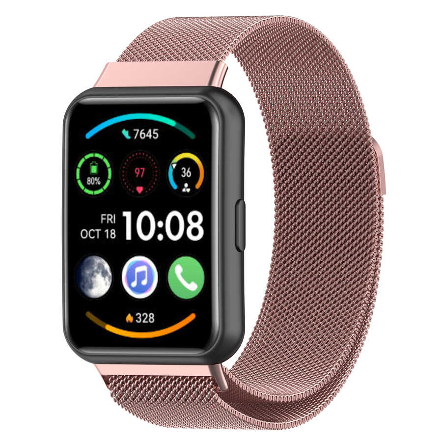 Huawei Watch Fit 2 Zore KRD-01 Metal Kordon - Pembe