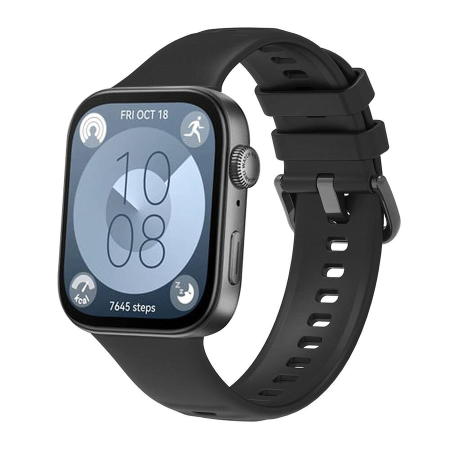 Huawei Watch Fit 3 Band Serisi Klasik Kordon Silikon Strap Kayış - Siyah