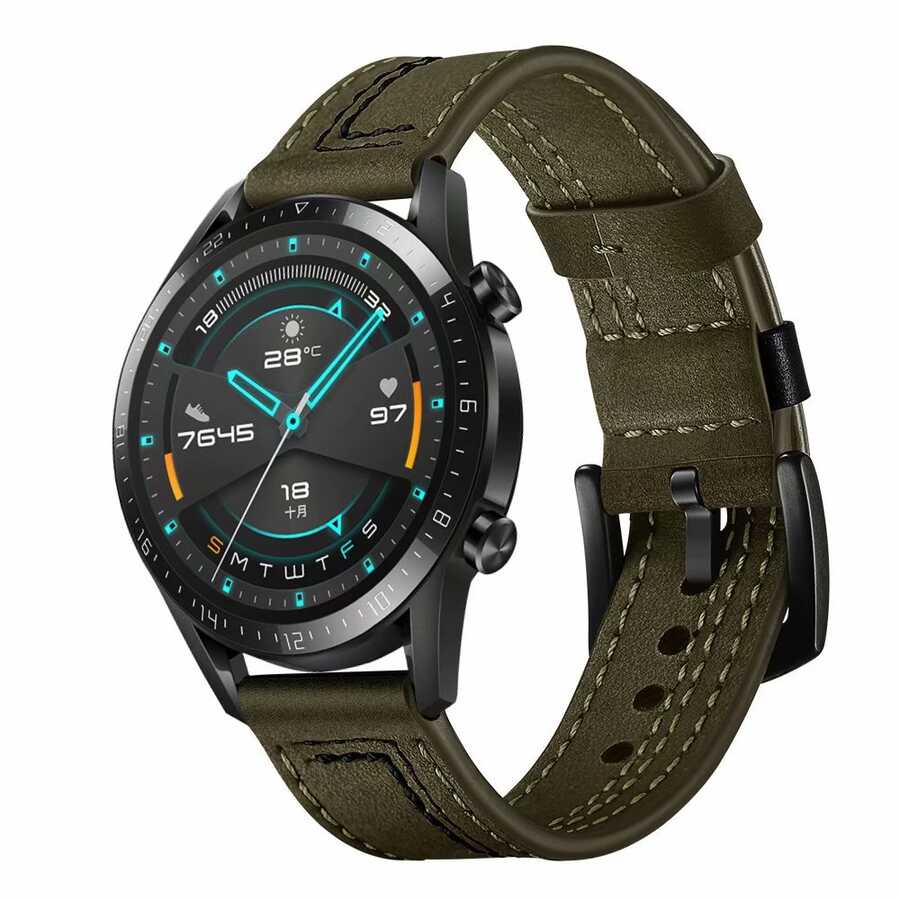 Huawei Watch GT 3 42mm KRD-19 Deri Kordon - Yeşil