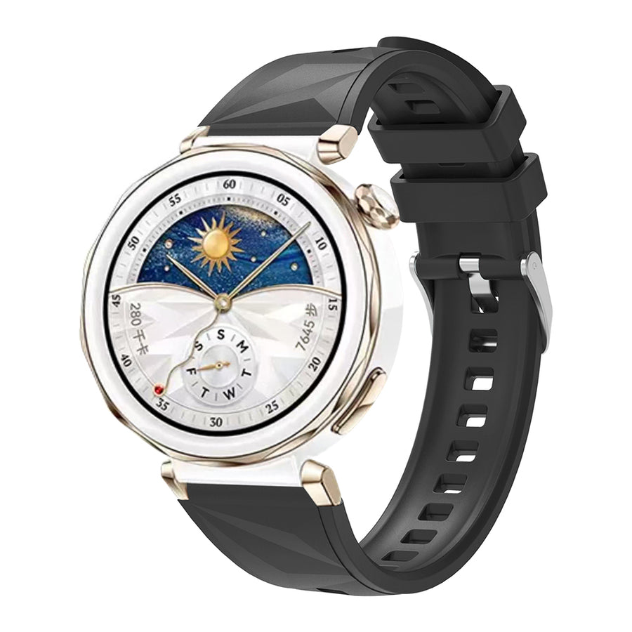 Huawei Watch GT 5 Pro 42mm Zore KRD-129 Silikon Kordon Strap Kayış - Siyah