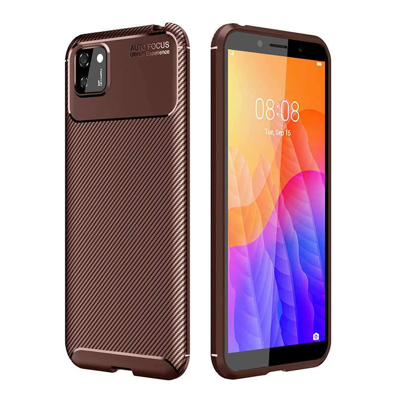 Huawei Y5P Kılıf Zore Negro Silikon Kılıf - Kahverengi