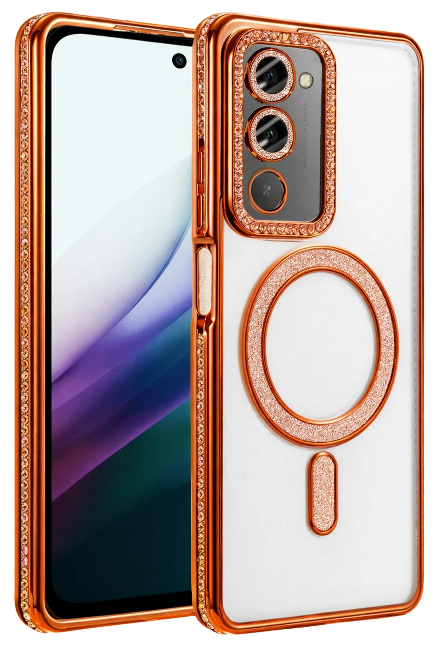 Newface Xiaomi Redmi 15 4G Joke Simli Magneticsafe Kılıf - Turuncu