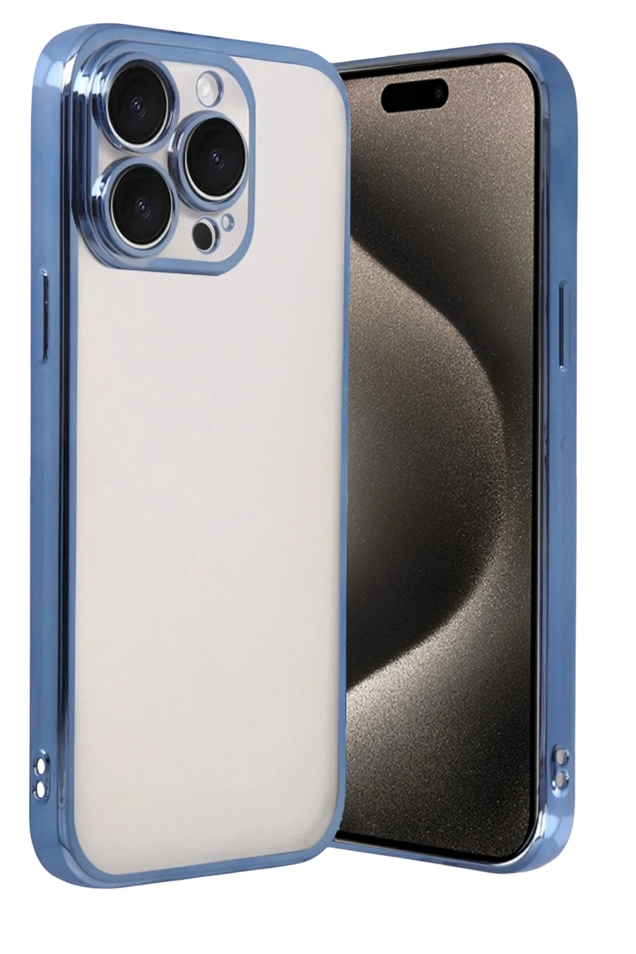 Newface Apple iPhone 15 Pro Max Razer Lensli Silikon - Açık Mavi
