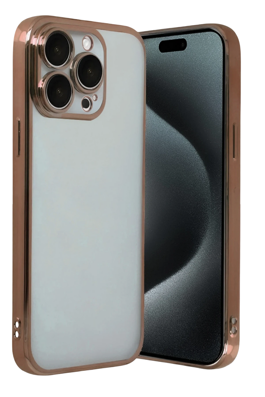 Newface Apple iPhone 15 Pro Max Razer Lensli Silikon - Çöl Titanyum