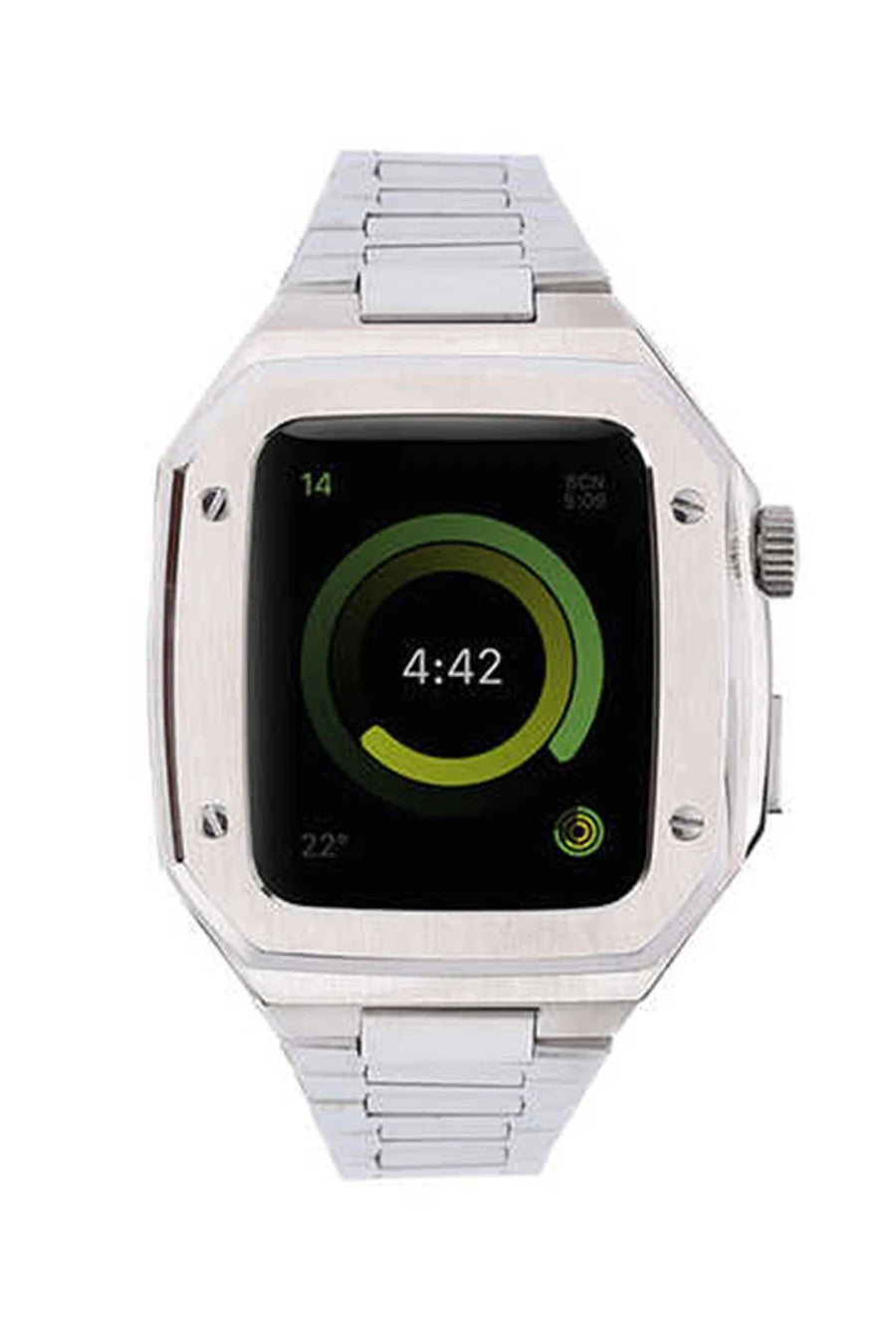 Newface Apple Watch 45mm Metal Petek Kasalı Kordon - Gümüş