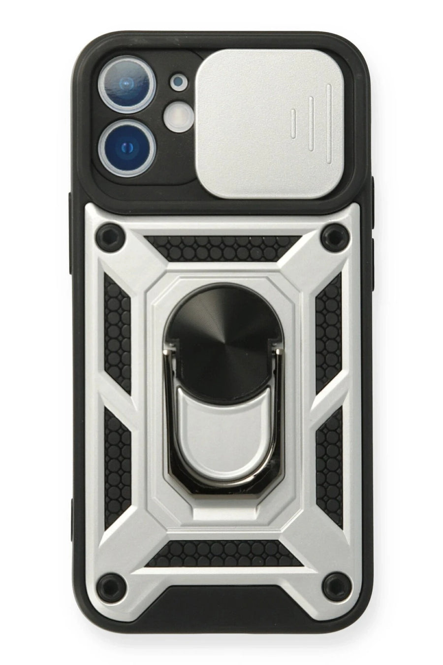 Newface Apple iPhone 11 Kılıf Pars Lens Yüzüklü Silikon - Gümüş