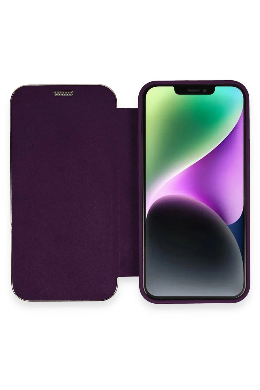 Newface Apple iPhone 12 Kılıf Dolpin Kapaklı - Derin Mor
