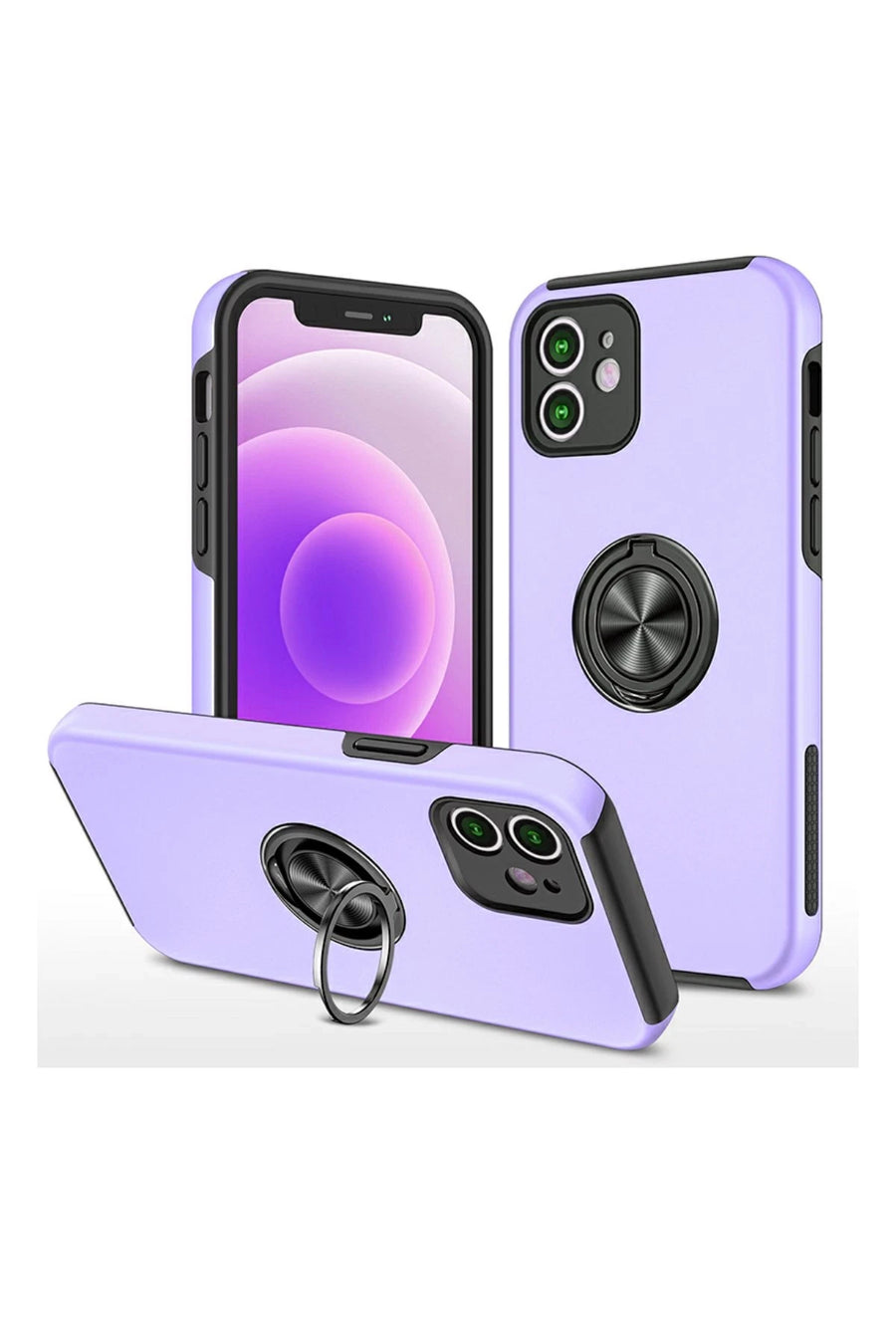 Newface Apple iPhone 12 Mini Kılıf Elit Yüzüklü Kapak - Mor