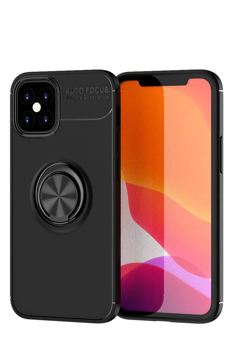 Newface Apple iPhone 12 Mini Kılıf Range Yüzüklü Silikon - Siyah