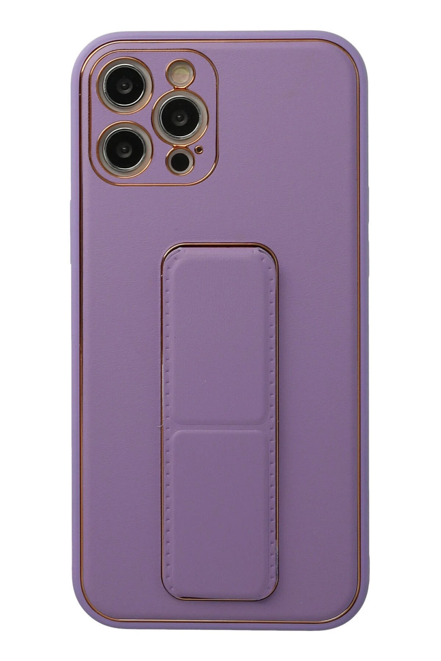 Newface Apple iPhone 12 Pro Kılıf Coco Deri Standlı Kapak - Lila