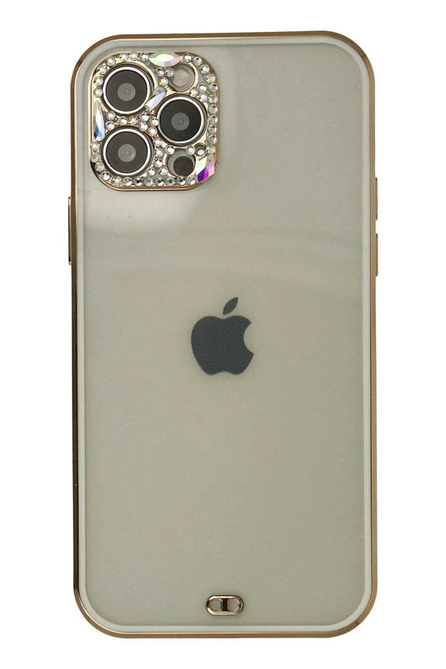 Newface Apple iPhone 12 Pro Max Kılıf Liva Taşlı Silikon - Beyaz