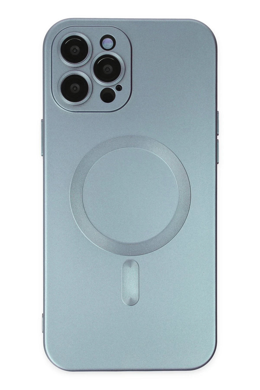 Newface Apple iPhone 12 Pro Max Kılıf Moshi Lens Magneticsafe Silikon - Sierra Blue