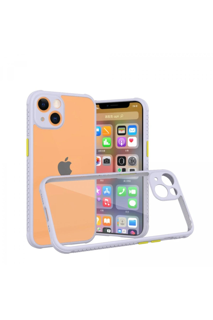 Newface Apple iPhone 13 Mini Kılıf Miami Şeffaf Silikon - Lila