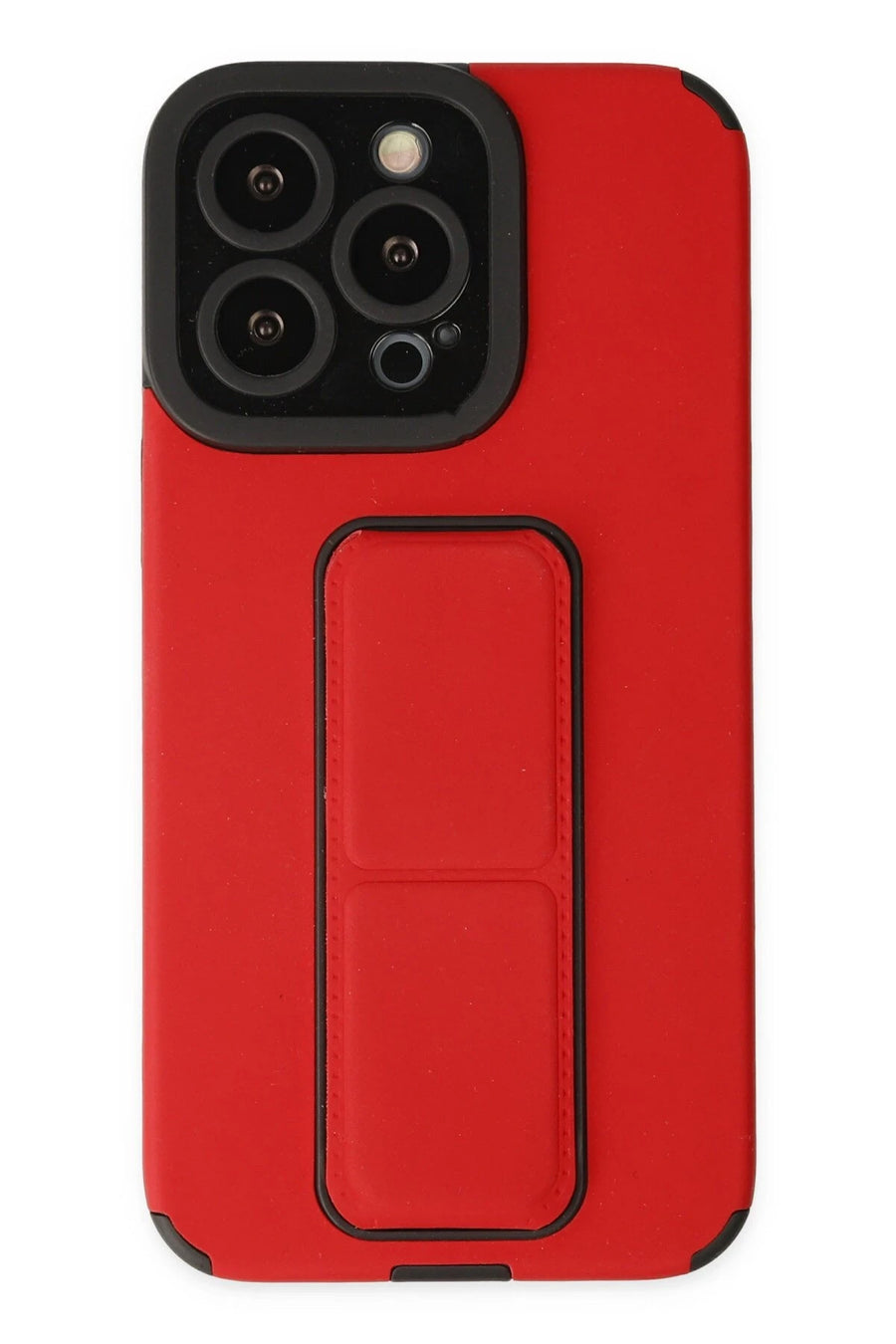 Newface Apple iPhone 13 Pro Kılıf Mega Standlı Silikon - Kırmızı