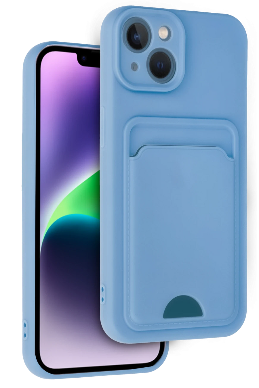 Newface Apple iPhone 14 Kılıf Kelvin Kartvizitli Silikon - Mavi