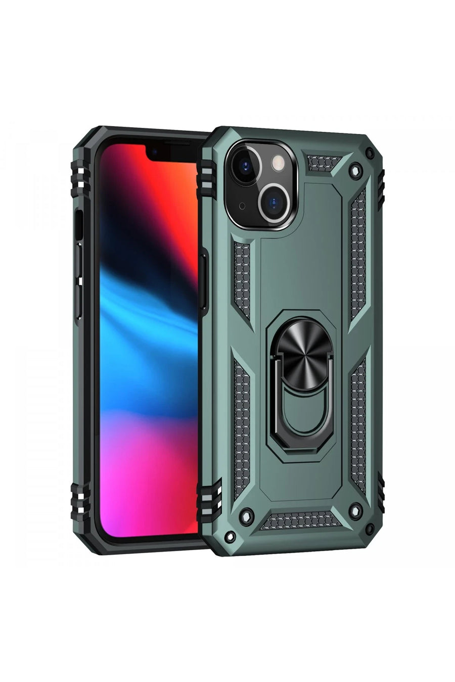 Newface Apple iPhone 14 Plus Kılıf Sofya Yüzüklü Silikon Kapak - Yeşil