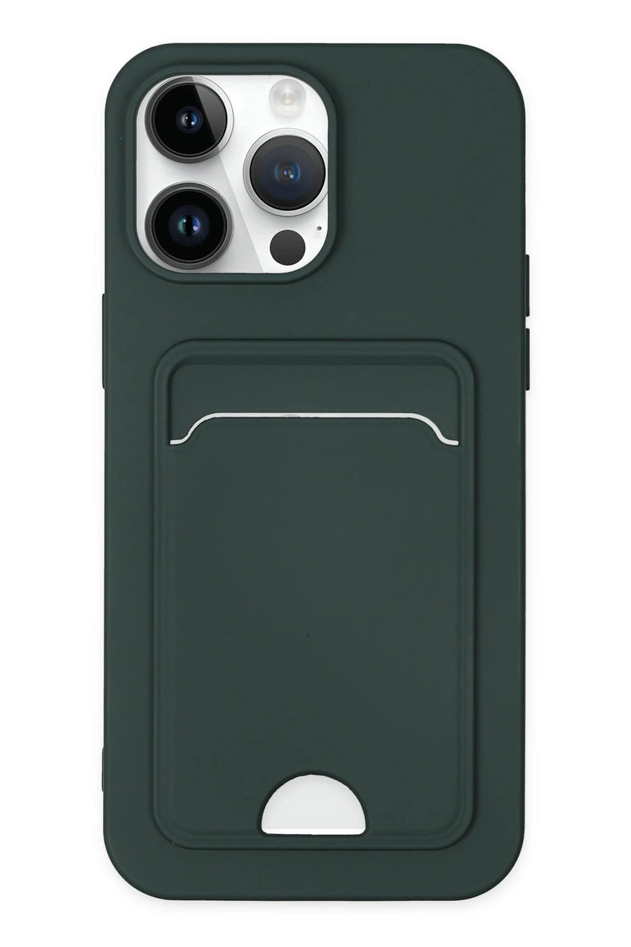 Newface Apple iPhone 14 Pro Kılıf Kelvin Kartvizitli Silikon - Koyu Yeşil
