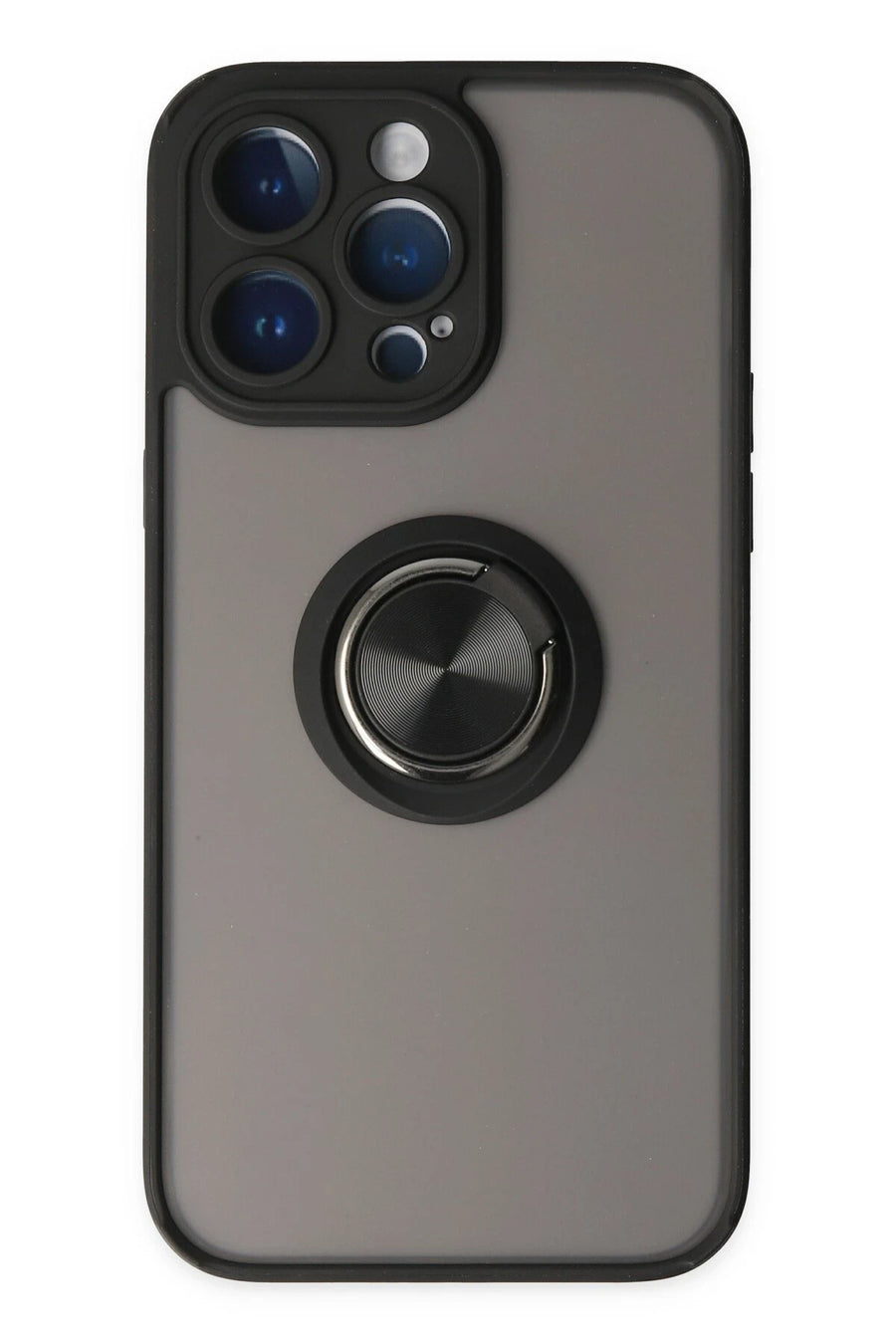 Newface Apple iPhone 14 Pro Max Kılıf Montreal Yüzüklü Silikon Kapak - Siyah