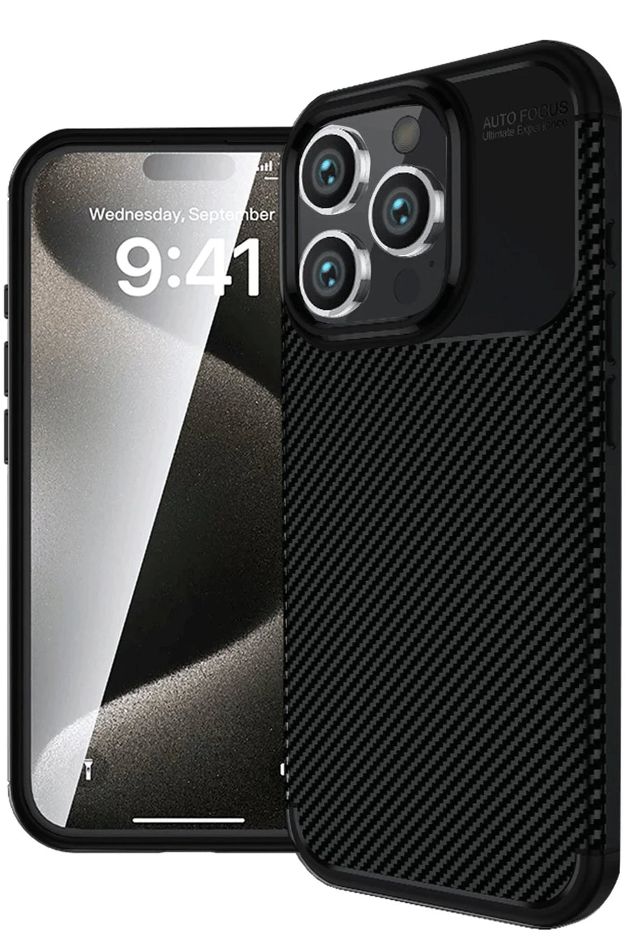 Newface Apple iPhone 16 Pro Max Kılıf Auto Focus Karbon Kapak - Siyah
