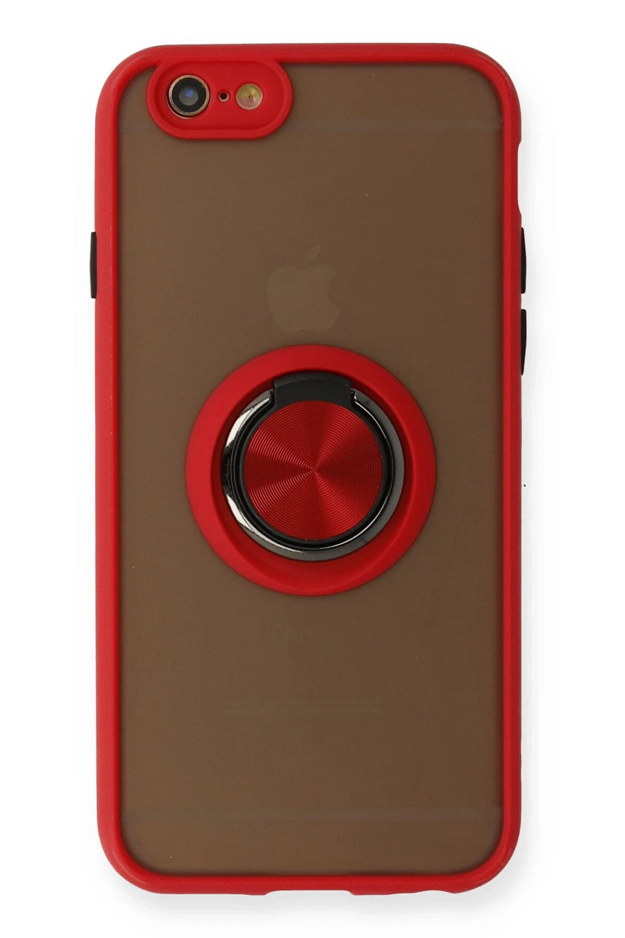 Newface Apple iPhone 6 Kılıf Montreal Yüzüklü Silikon Kapak - Kırmızı